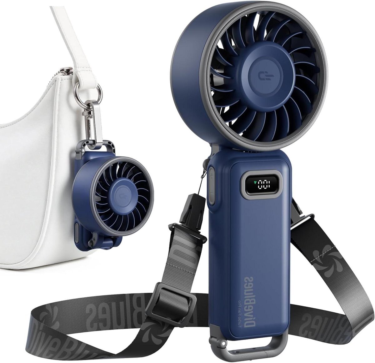 Draagbare Handventilator - Mini Ventilator - Directe Verkoeling - Traploze Snelheid - 12 Uur Werktijd - Sterrenblauw