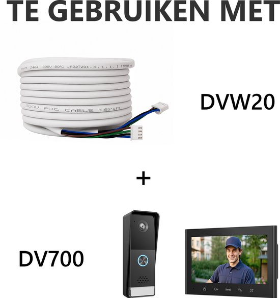 ELRO DVW20 4-Draads Intercomkabel 20 Meter – Incl. Connectoren – Geschikt voor ELRO DV700 & DV4000 Serie — afbeelding 2
