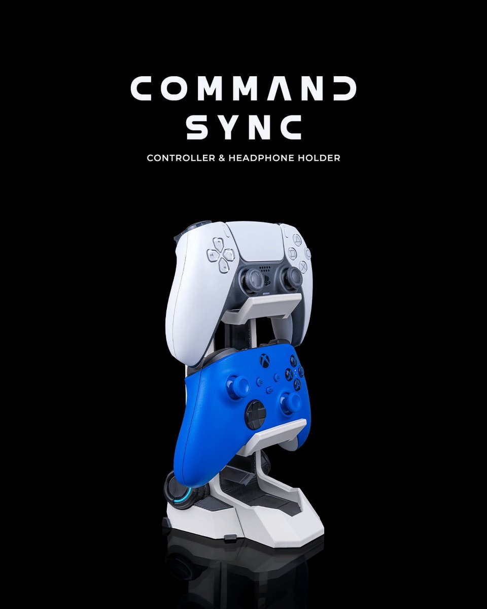 Command Sync - Koptelefoonhouder voor bureau en gaming setup - Decoratieve houder - headset standaard, bureau organizer, kantoor, werkplek