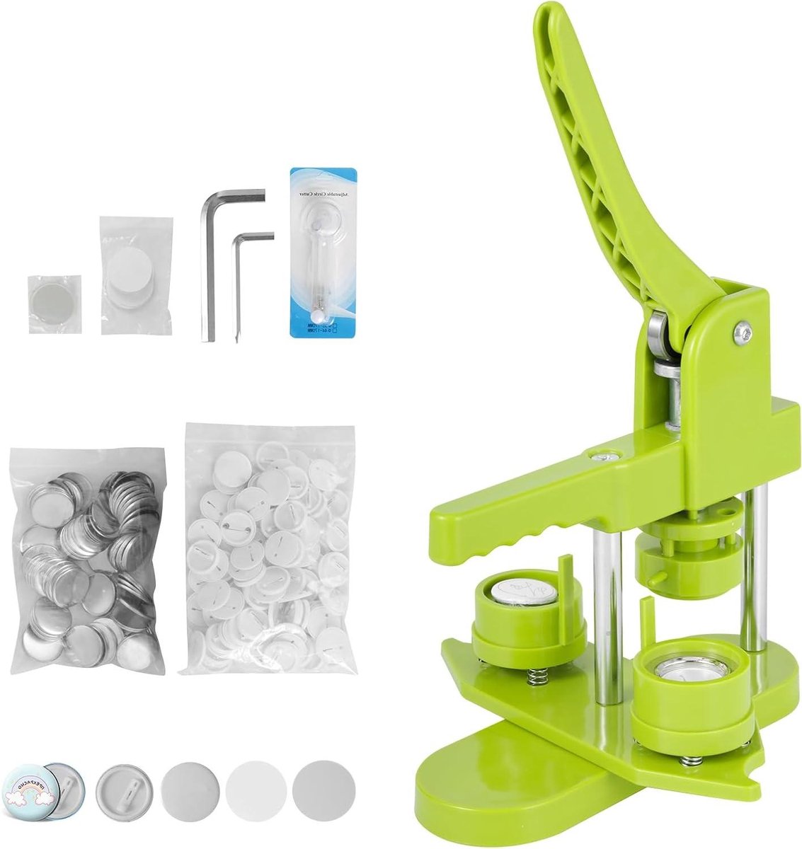 Buttonmaker Machine - Badge Pers - Zelf Knoppen Maken - Verbeterd Draaimontage Systeem - 25 mm - Groen