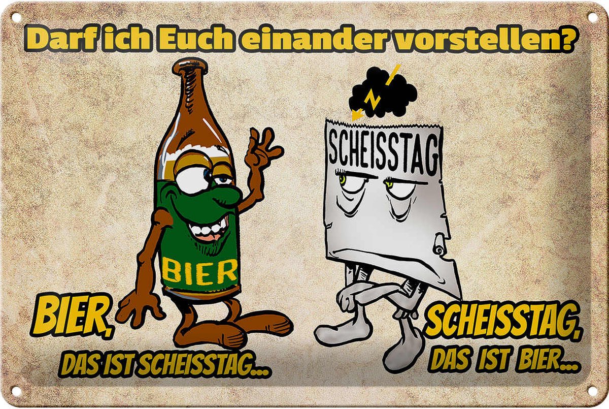 Blechschild Alkohol 30x20cm darf ich euch vorstellen Bier