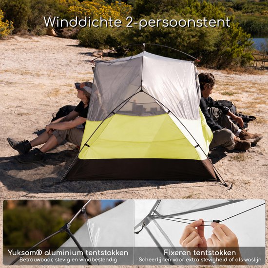 Naturehike Mongar 2 BASE - 210T Polyester - 2 persoons tent - Lichtgewicht tent - Incl. grondzeil - Outdoor - Waterdicht - Kampeertent - koepeltent - Trekkerstent - Groen van Naturehike — afbeelding 3