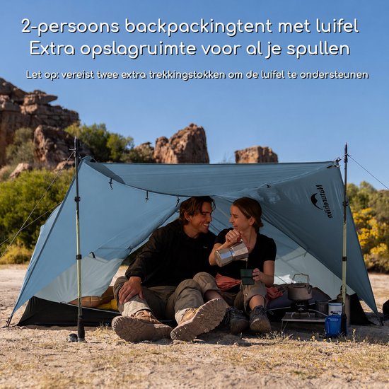 Naturehike Mongar 2 BASE - 210T Polyester - 2 persoons tent - Lichtgewicht tent - Incl. grondzeil - Outdoor - Waterdicht - Kampeertent - koepeltent - Trekkerstent - Blauw van Naturehike — afbeelding 4