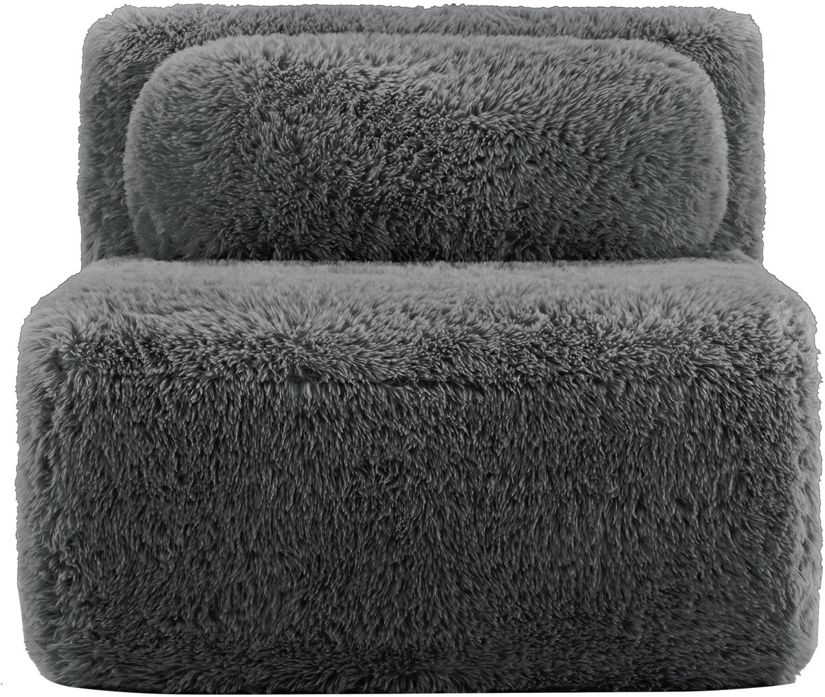 REDOM - Bank - 1-zits - Zonder armleuningen - Pluche teddy bekleding - Kussen inbegrepen - Design - Woonkamer - Grijs - 102 x 104 x 73 cm