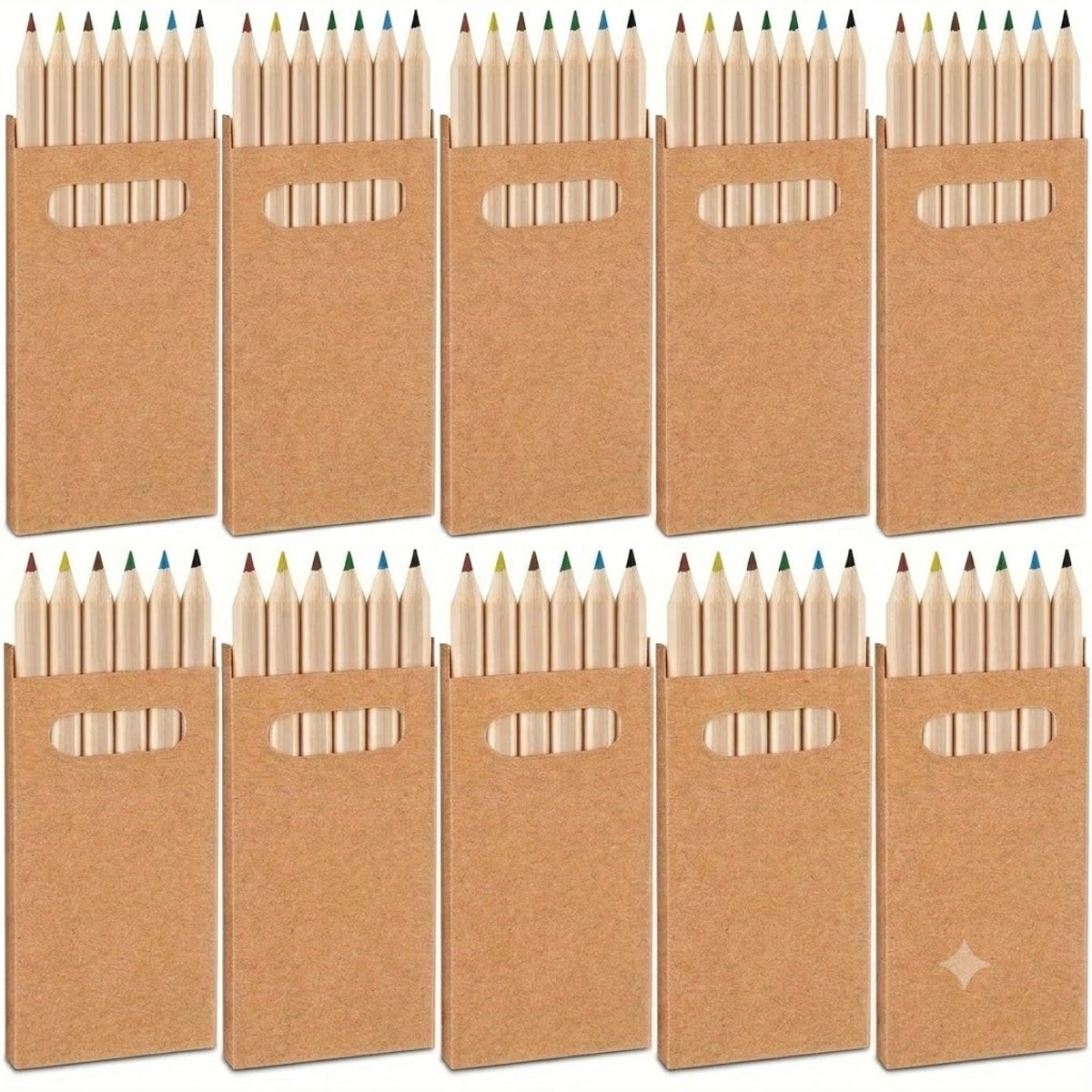 Houten mini kleurpotloden set 10 doosjes 6 kleuren dames heren korte dikke kleur potloden voorgeslepen draagbaar teken potloden school benodigdheden uitdeelcadeau knutselen tekenen