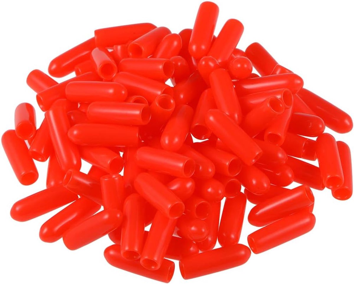 sourcing map 100 stuks schroefdraadbescherming, rode buissluitingen ronde eindkappen afdekking 2 mm ID 3mm Inner Dia