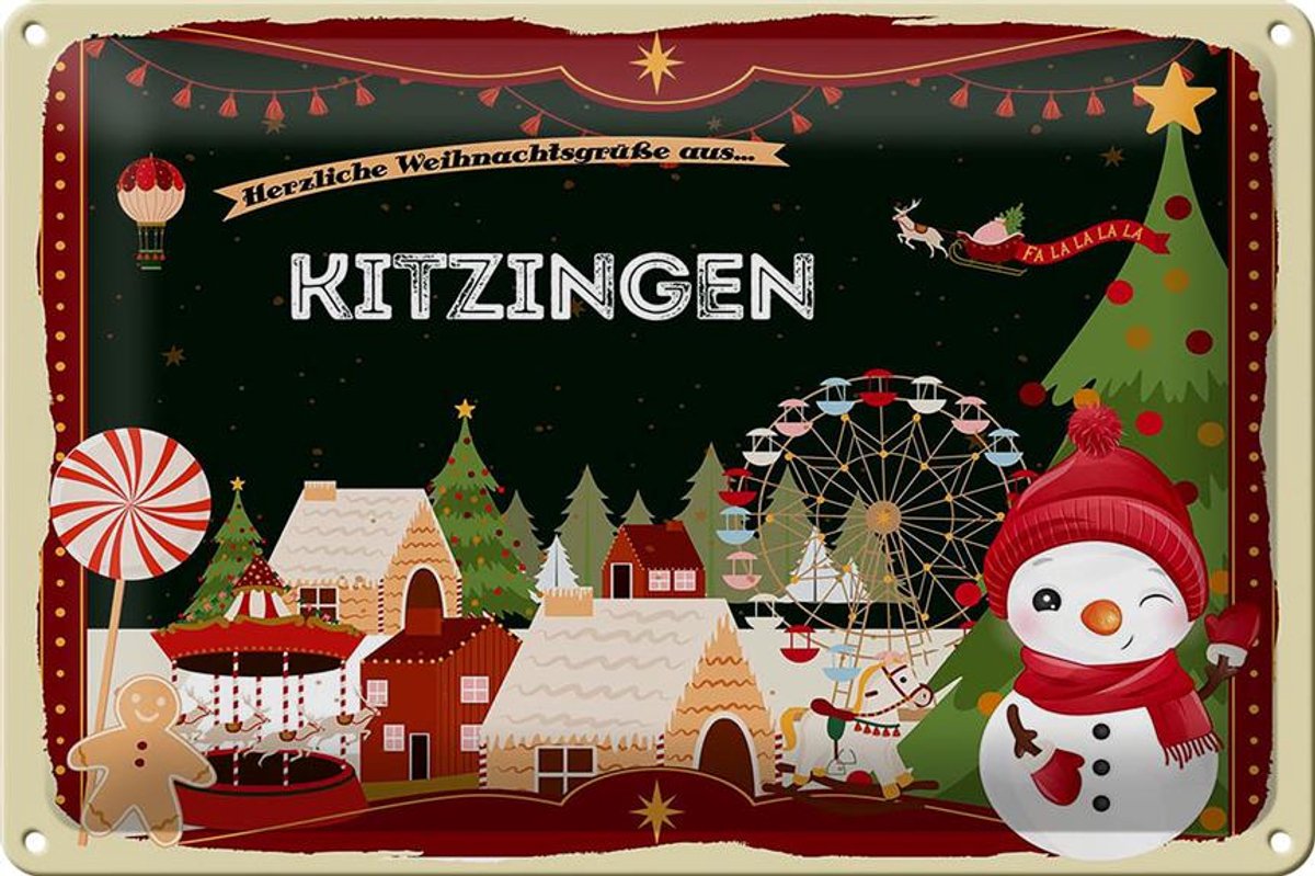 Blechschild Weihnachten Grüße KITZINGEN 30x20cm