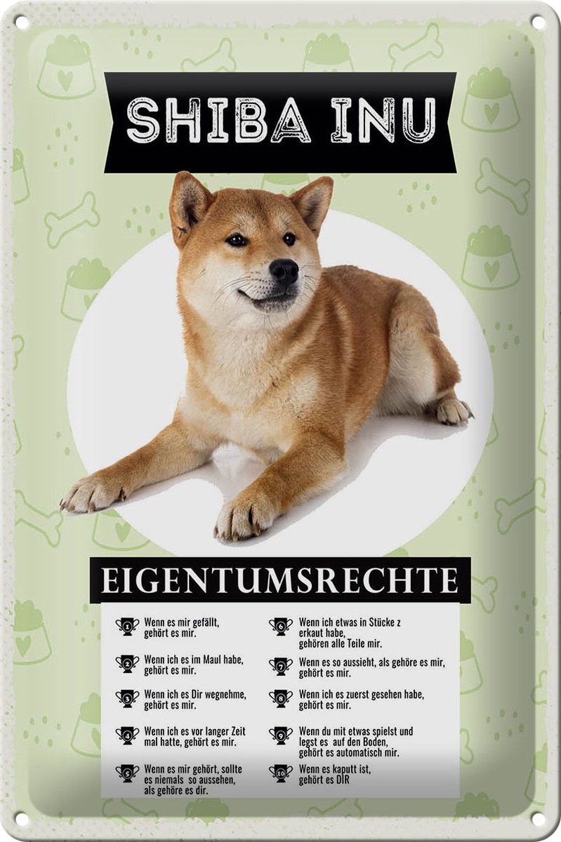 Blechschild Spruch 20x30cm Shiba Inu Eigentumsrechte