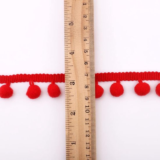 12 mm, om te knutselen, decoratielint met pompons, ballen, pompons, franjes, sierband, decoratieve boord, naai-accessoires voor doe-het-zelf knutselen, kleding, kostuums, naaien, — afbeelding 3