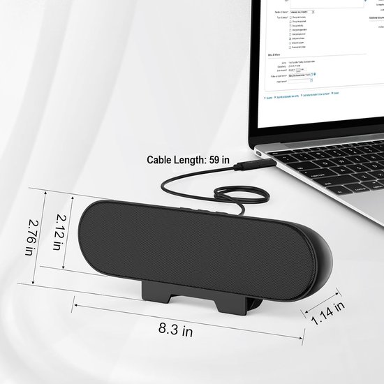 PC Luidspreker - Computer Speaker Soundbar - Desktop Audio - Clip-on Design - Mini Formaat - Zwart — afbeelding 3