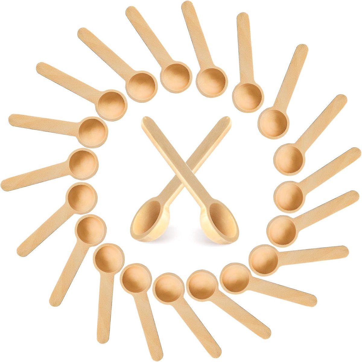 25 kleine houten lepeltjes, 7,6 cm (3 inch) mini houten lepeltjes, geschikt om mee te Geschikt vooren, zout toe te voegen en suiker toe te voegen.