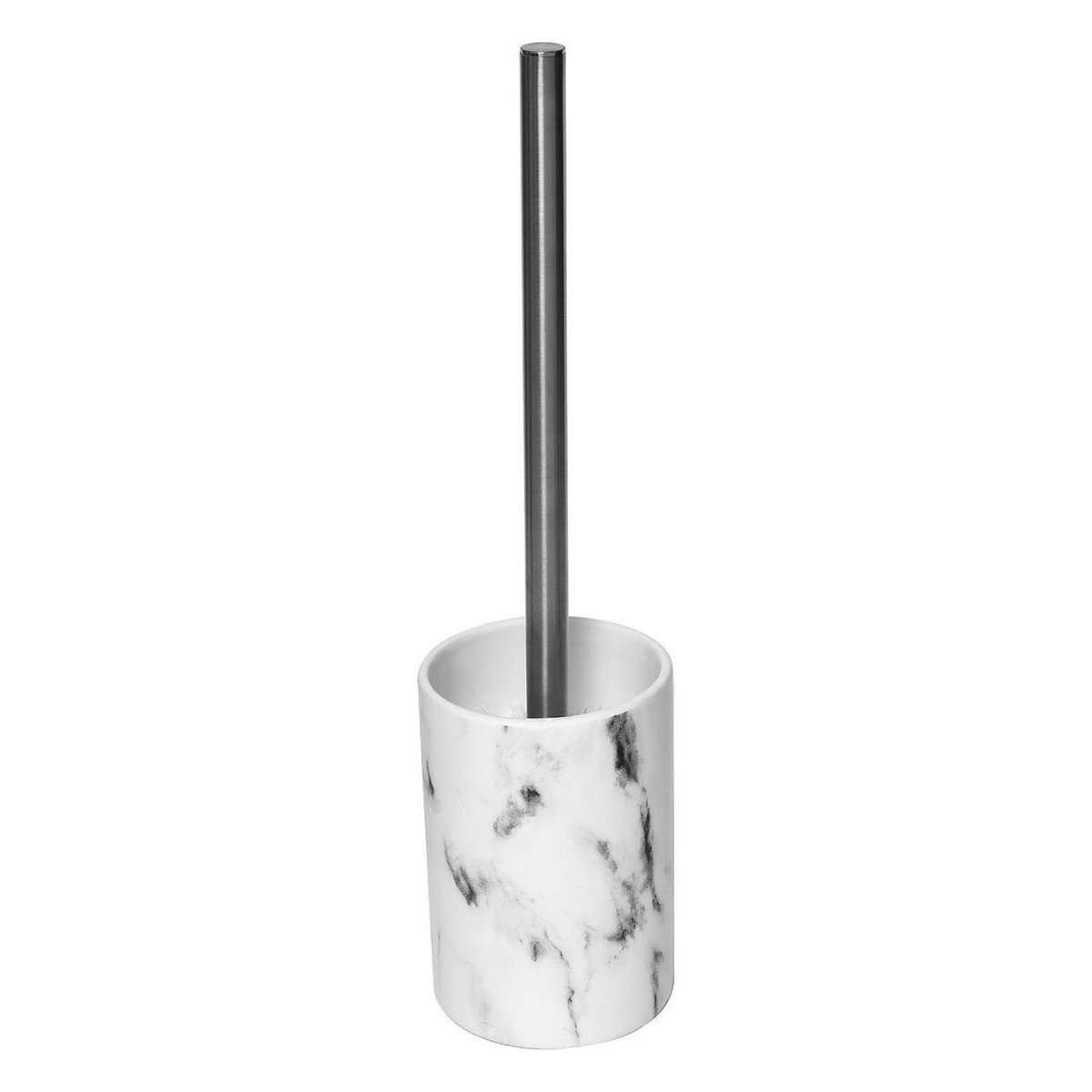 Tendance toiletborstel Vienna - wit marmer - dolomiet/RVS - H37 x D10 cm - wc borstel