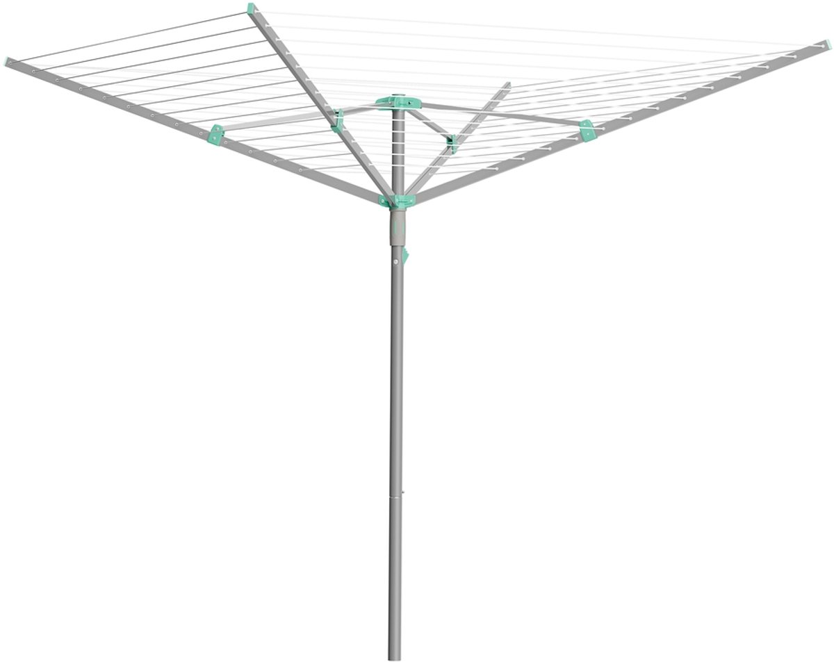 Draaibare waslijn – 60 meter – voor 6 wasbeurten – Zilver