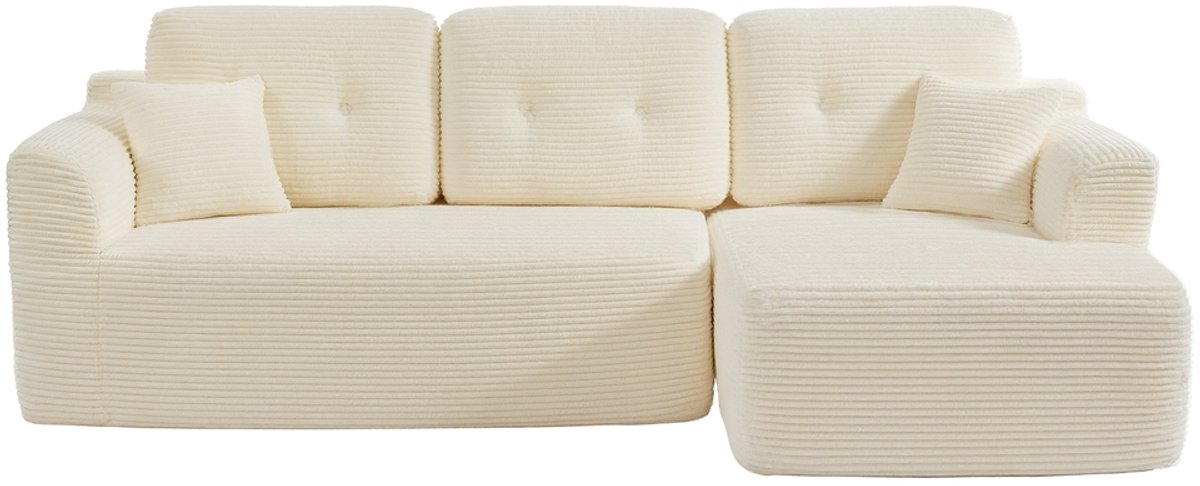 Modulaire bank – hoekbank met chaise longue aan de rechterkant – 244 cm breed – Wit