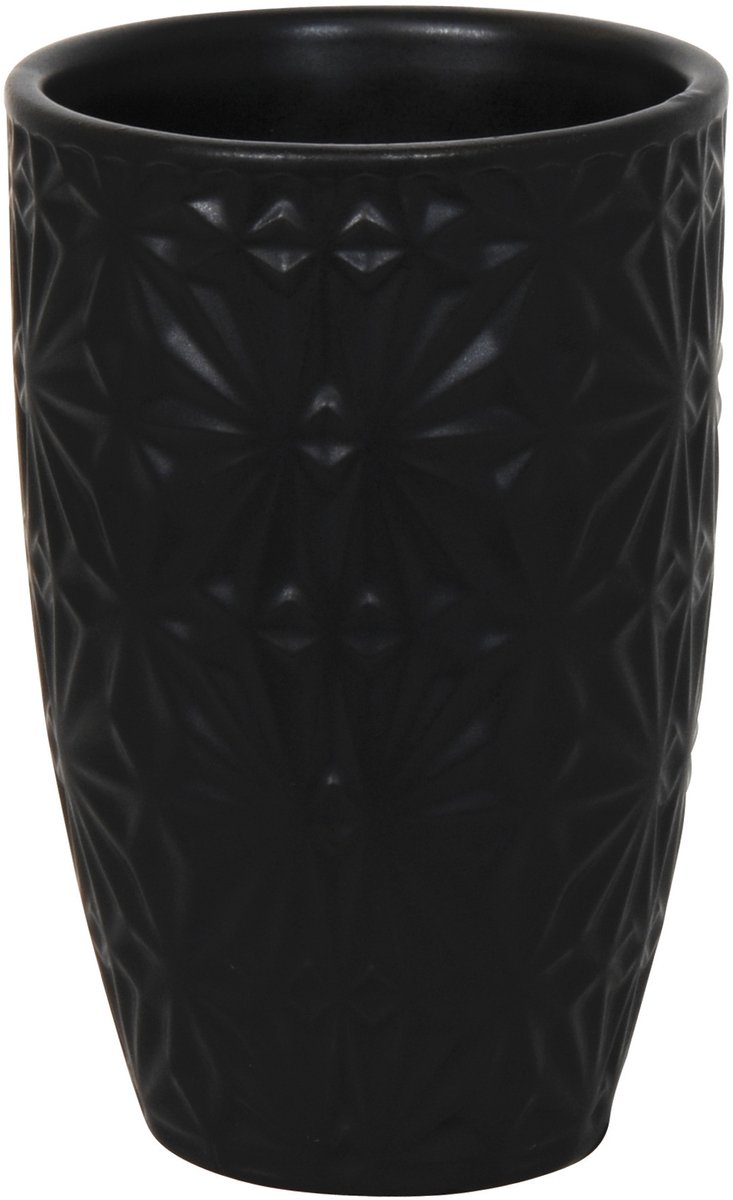 MSV Tandenborstelhouder Keramiek Zwart - VENISE Serie Badkamer Organizer Beker voor Tandenborstel Houder - 7x11 cm