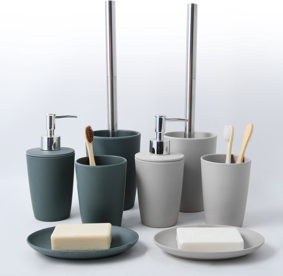 Spirella TAKEO Tandenborstelhouder Beker - Tumbler Badkamer - Tandenborstel Houder en Waterbeker - Grijs - 7,4 x 9,2 cm
