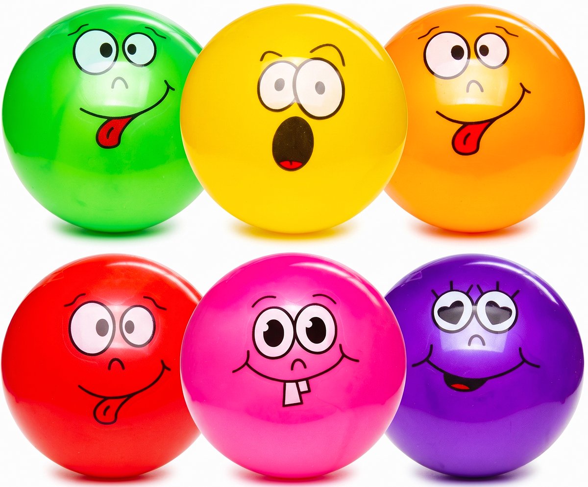 Voetbal - Bal - 6 stuks - Plastic - 23 cm - Opgepompt - Paars, Rood, Geel, Groen, Roze, Oranje - Voor binnen & buiten - Kinderen - Jongens en Meisjes - Spel & Sport - Speelbal