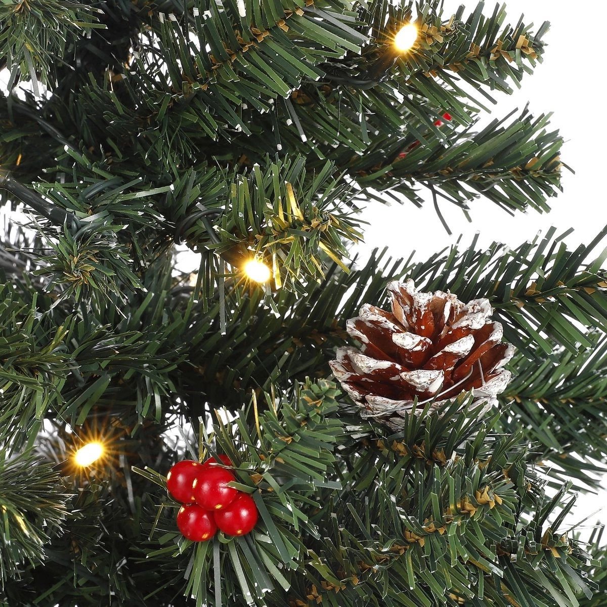 Black Box Trees Creston Kerstboom en Kerstkrans Set - 2 Kunstkerstbomen en 1 Krans met LED Verlichting - Groen – foto 2
