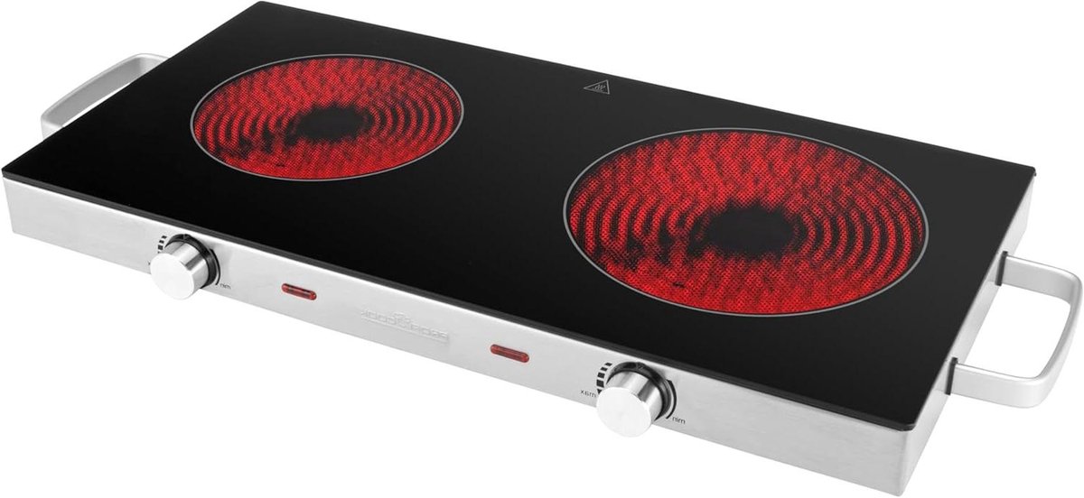 Dubbele Kookplaat - Infrarood Kookplaat - Snel Koken - Traploze Temperatuur - 2800 Watt - Roestvrij Staal
