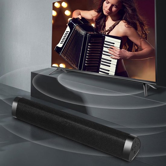 Draadloze Soundbar - Compacte Speaker - Muziek Luisteren - Ingebouwde Subwoofer - 42 cm Lang - Zwart — afbeelding 3