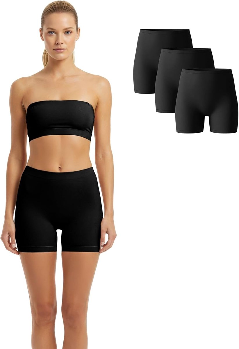 Treasure Set van 3 korte leggings voor dames, fietsbroek voor dames, kort, onderbroek onder jurk, rok, anti-schuren onderbroek