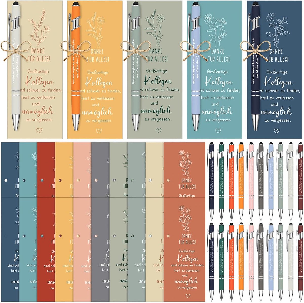 20 Set Bedankcadeaus Voor Collega's Om Waardering te Tonen Balpen Met Bladwijzerkaart Voor Teamleden, Verzorgers, Leraren, Vrienden en Medewerkers(Dankjewel Collega's)