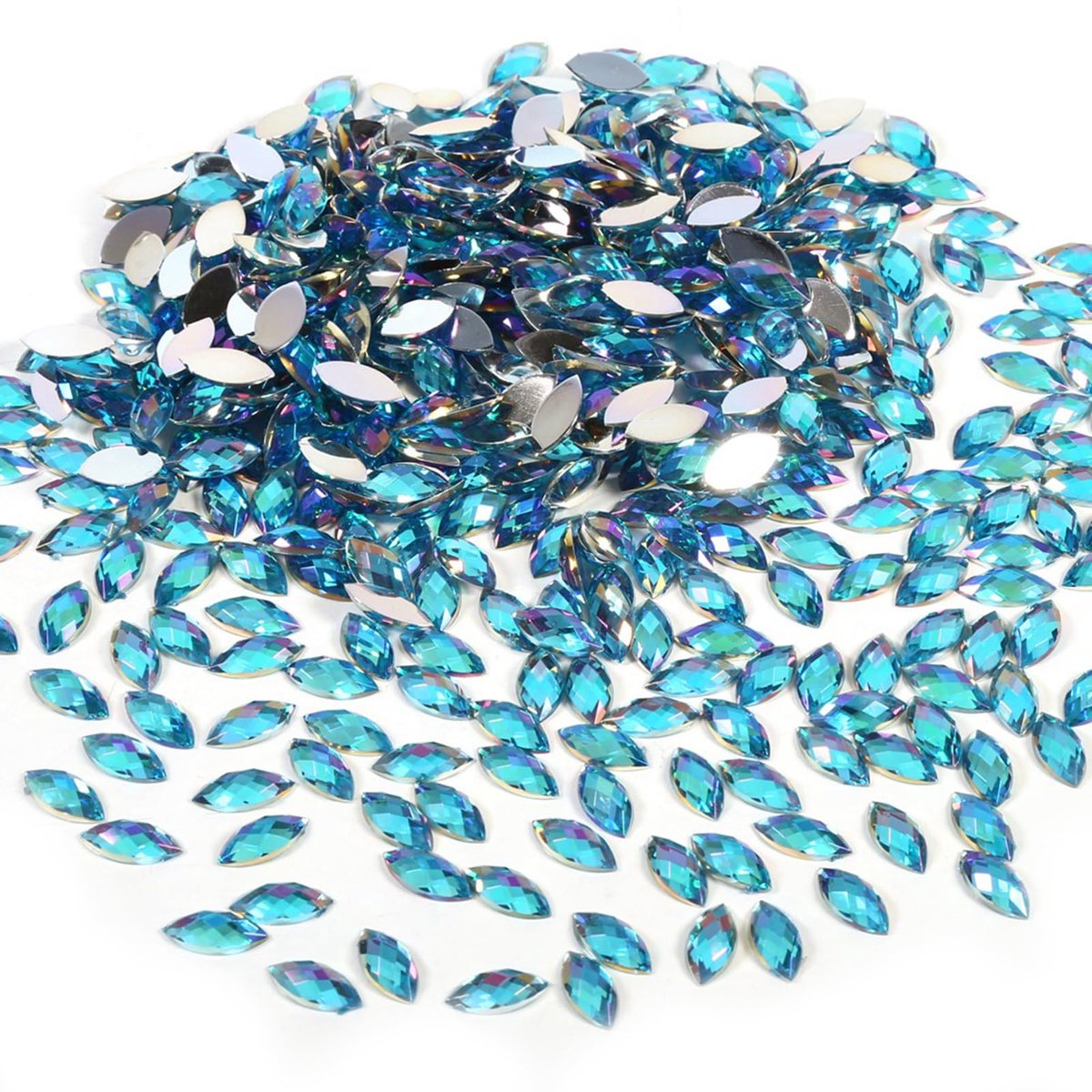 Acryl kristallen, 7 * 15 mm Cristall Flatback strasssteentjes, waterdruppels kristal acryl speciale effecten edelstenen voor doe-het-zelf decoraties (lichtblauw)