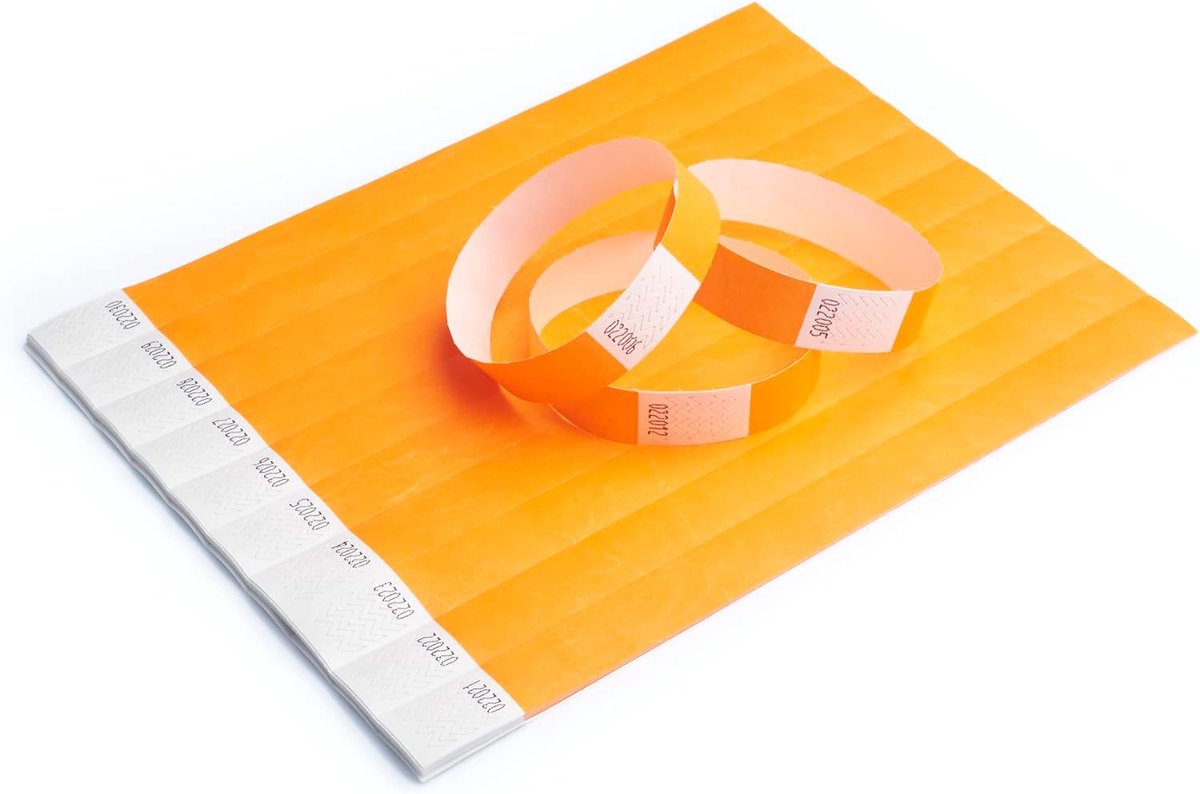 iboo Tyvek 500 Oranje Papieren Armbanden voor controle en Veiligheid - Voor Evenementen, Avonden, Festivals en Reizen - Entree Armbanden (Oranje) - 500 stuks