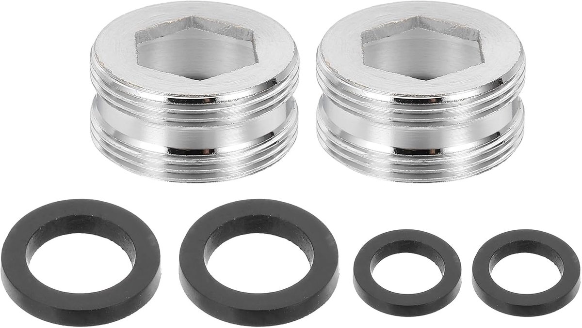 2 stuks kraan straalregelaar adapter M22 mannelijk naar M22 mannelijk met afdichting 10 mm lengte