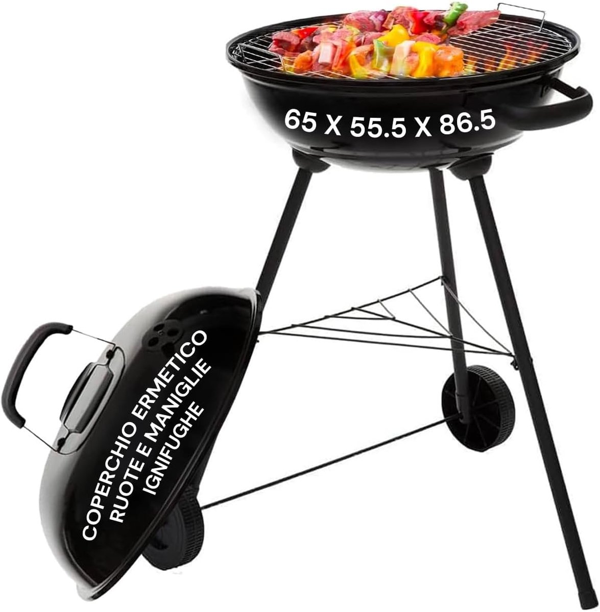 SnelShoppen - Avilia Carmensa Houtskool Barbecue 43 cm - Compact en Draagbaar - Met Luchtdicht Deksel en Vuurvaste Handgrepen - Ideaal voor Tuin, Terr