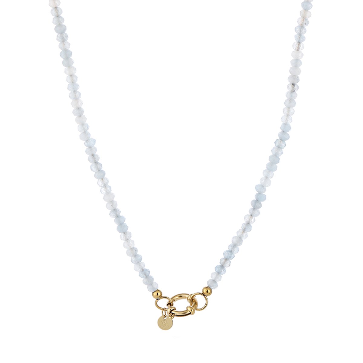 Gevacetteerde Kraalketting met Kapittelsluiting – Kralen Ketting – RVS - Licht Blauw