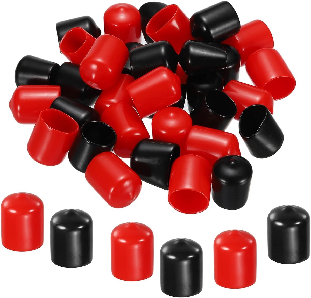 20 stuks rubberen eindkappen assortiment 5/8" (16 mm) vinyl schroef schroefdraad bescherming voor schroef bouten zwart rood
