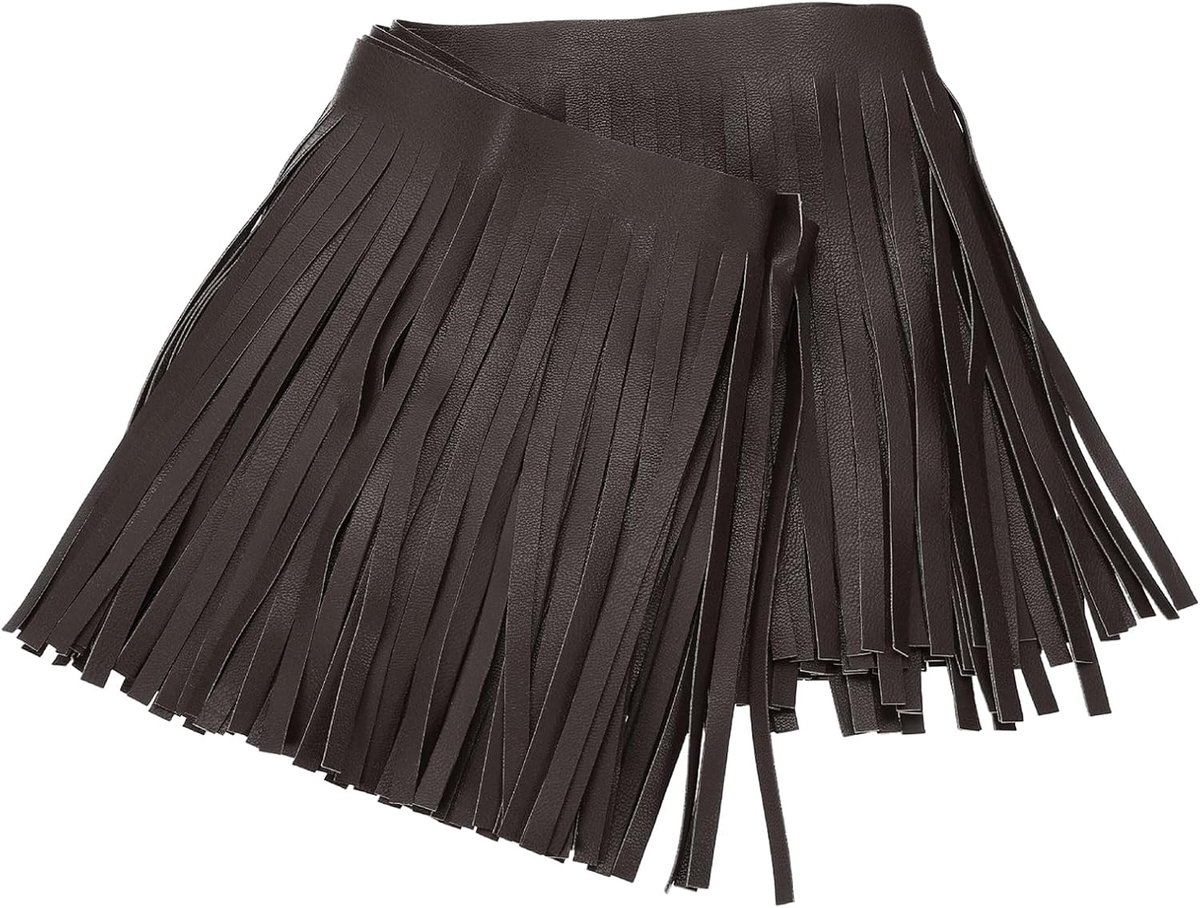 2 meter franjes van PU-leer, 15 cm breed, dubbelzijdig decoratief lint voor naaien, knutselen, kleding, tassen, decoratie, koffie