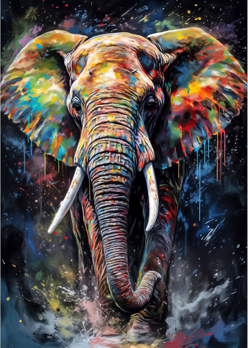 5D Diamond Painting set met loopende olifant voor volwassenen, diamond painting afbeeldingen als cadeau, diamond painting accessoires kits voor woondecoratie (30 x 40 cm)