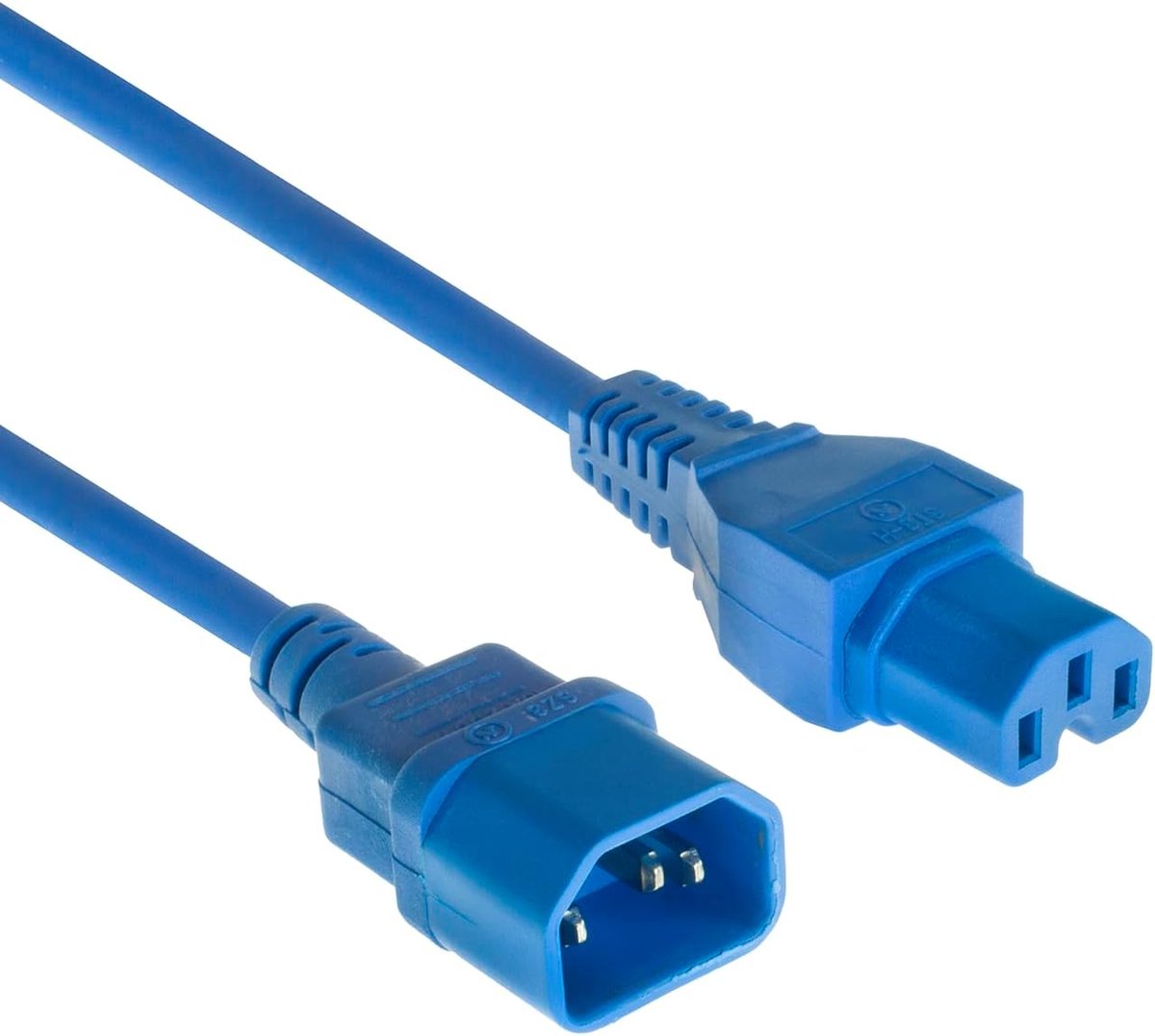 C14 Male naar Female C15 Stroomkabel, 5 m, Verlengkabel, Blauw - AK5338