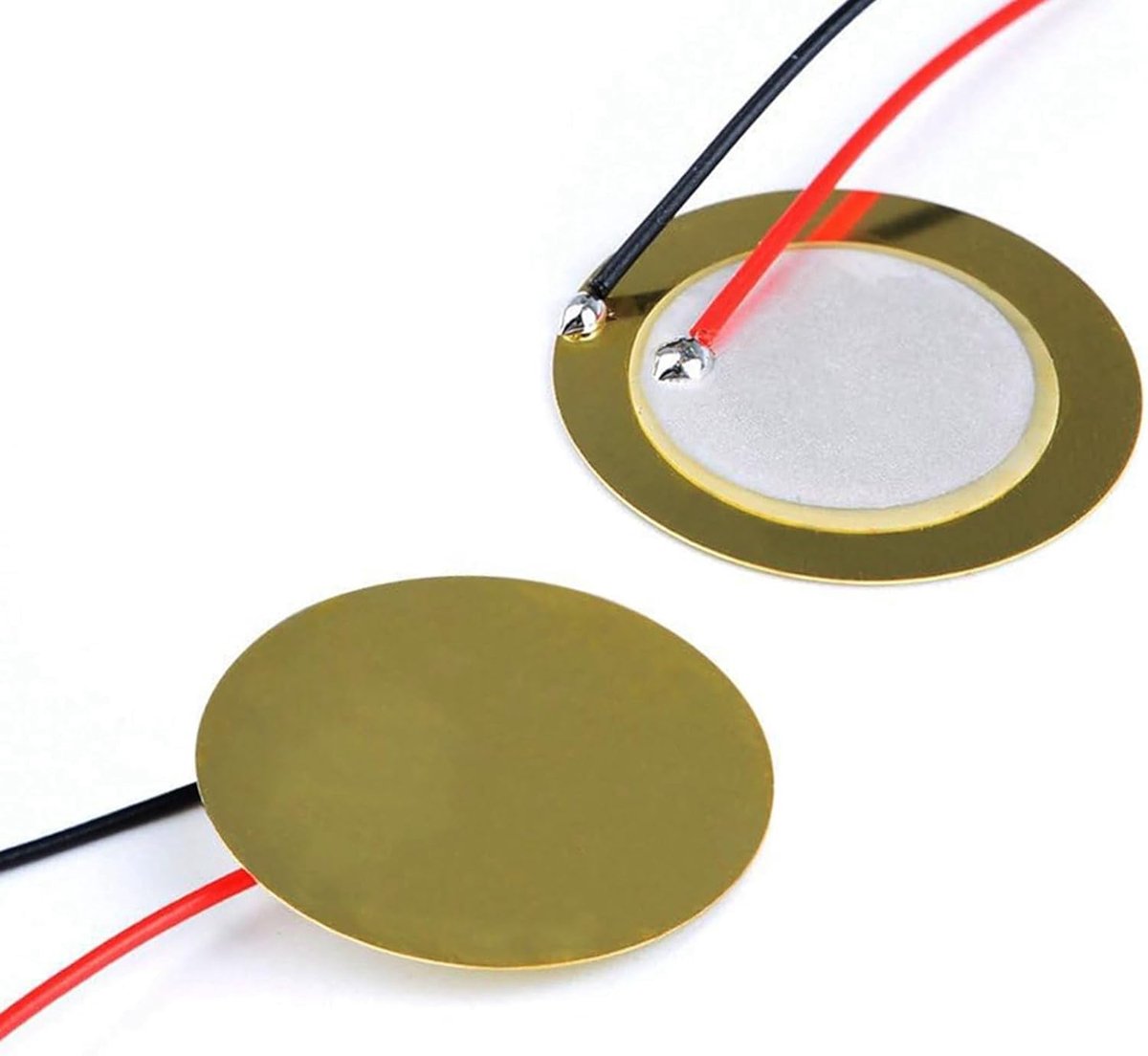 15 -stcs 35 Mm Piëzo Pick -up Schijven met 10 leads Messing Keramische Microfoon voor Akoestische Gitaar, Drumtrigger, Doe -het -zelf Sensoren Hoge Gevoeligheid (35 mm diameter