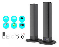 Bluetooth-soundbar - Afneembare soundbar - Ondersteunt Bluetooth 5.0 - Met 3D-surroundgeluid en subwoofer - USB-poort - Zwart