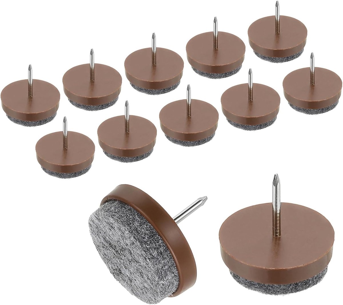 Meubelvilt Pad, 40 Stks Nail op Stoel Been Vloerbeschermers Glide Ronde Slider Schroef-in voor Stoel Tafel Meubels, Bruin