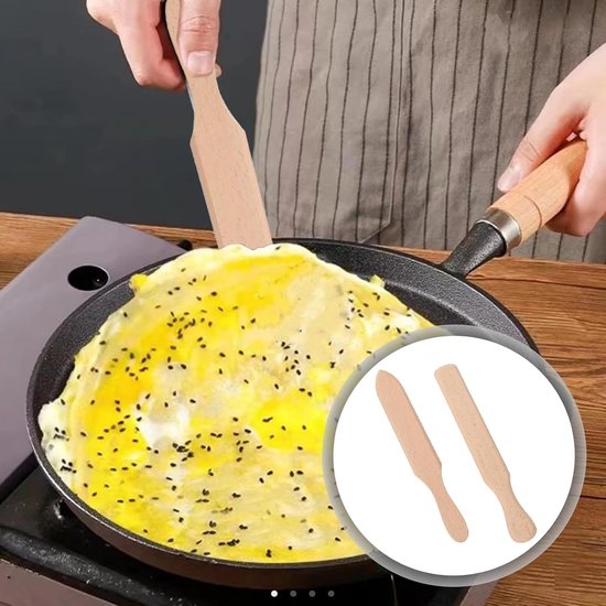 4 stuks pannenkoekenverdeler, bestaande uit een T-vormige spatel, een spatel, een schraper en een pannenkoekenschraper; gemakkelijk te reinigen, geschikt voor crêpemaker en voor het verdelen van — afbeelding 4