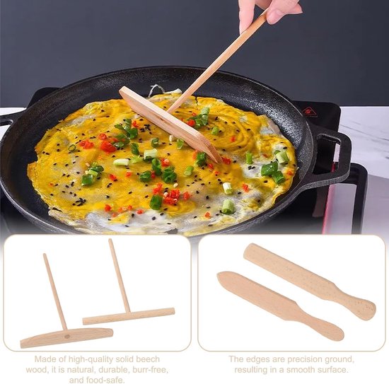 4 stuks pannenkoekenverdeler, bestaande uit een T-vormige spatel, een spatel, een schraper en een pannenkoekenschraper; gemakkelijk te reinigen, geschikt voor crêpemaker en voor het verdelen van — afbeelding 2