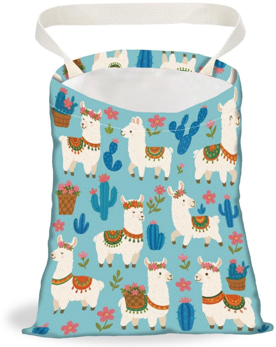 alpaca auto vuilniszak cactus bloemen hangende vuilniszak met drukknopen auto achterbank vuilnisopslag draagbare vuilnisemmer voertuig vuilniszak voor voertuigaccessoires reizen