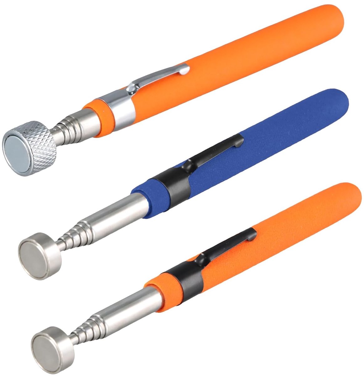 3 x magnetisch telescopisch gereedschap met zakclip, magnetisch, voor het vinden van schroeven, moeren, schroeven, metalen onderdelen (8 kg, 8 kg, 10 pond)
