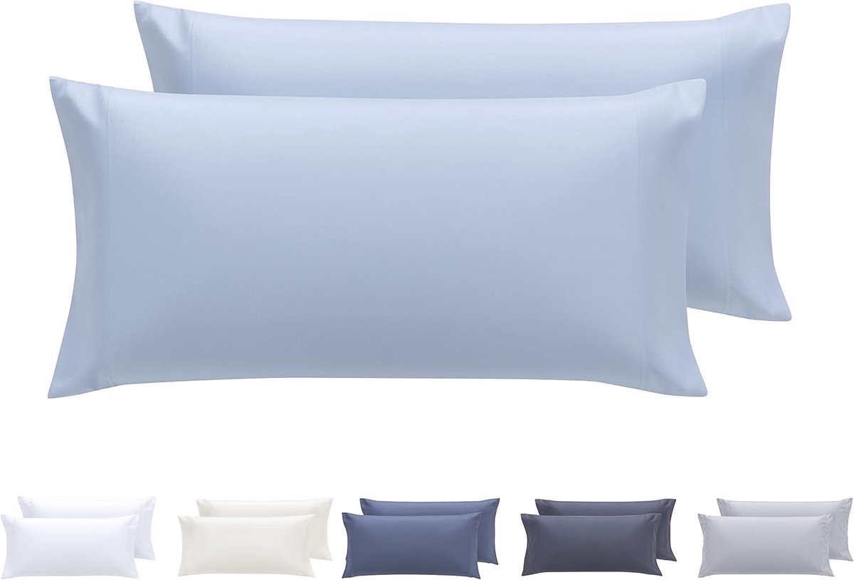 Kussenslopen, extra zachte microvezel, hypoallergeen, set met 2 kussenslopen, 80 x 40 cm, lichtblauw
