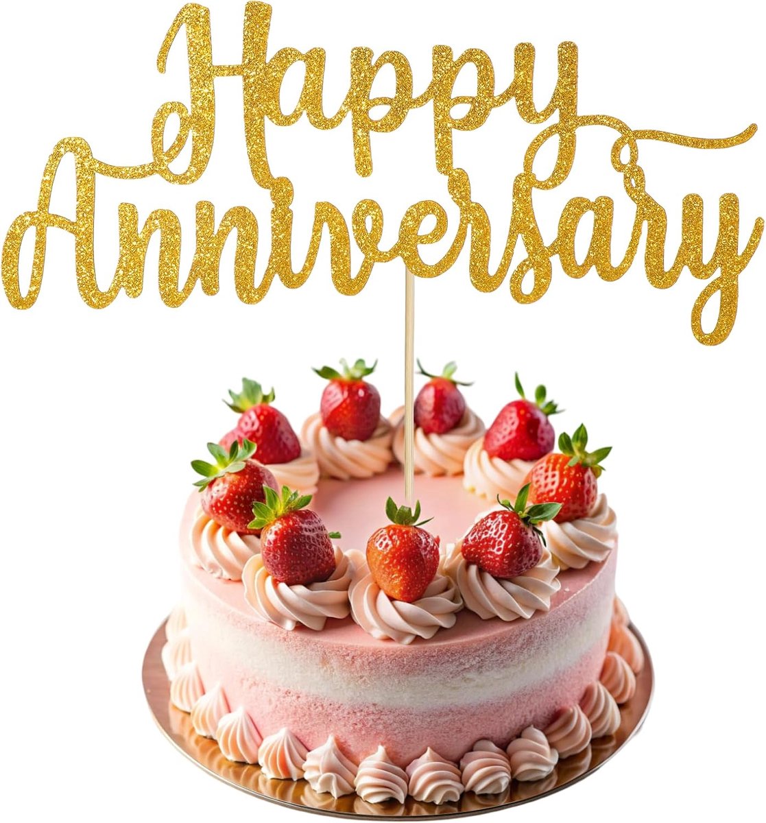 Happy Anniversary Cake Topper, Gold Glitter Fabulous Anniversary Cake Pick Cheers Happy Anniversarys Sign Cakes Company Anniversarys Party Decoratie voor het vieren van Bruiloft Decor