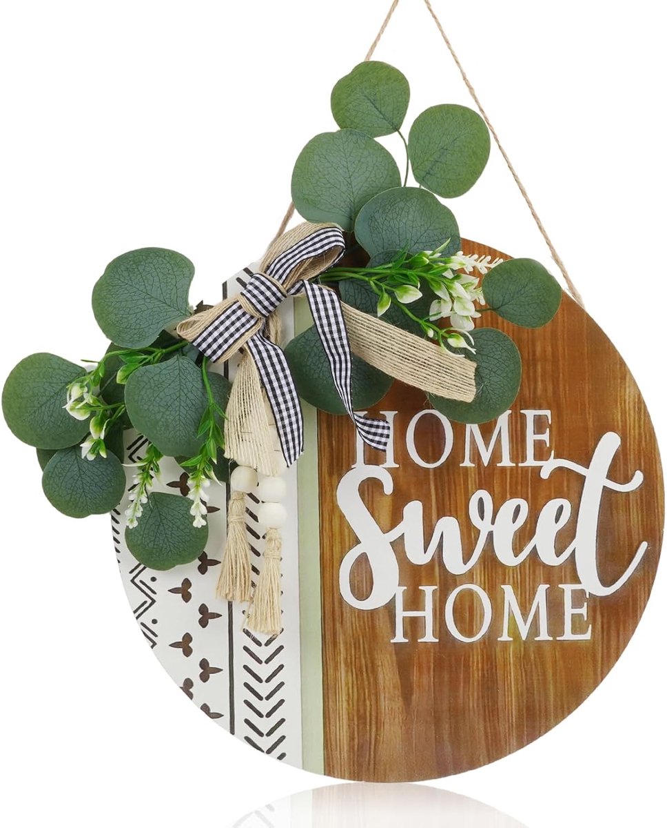 1 Stks Krans Hanger Voor Voordeur, Houten Voordeur Krans Decoratie, Sweet Home Boho Outdoor Teken Opknoping Voor Raam Outdoor Voordeur Home Decor