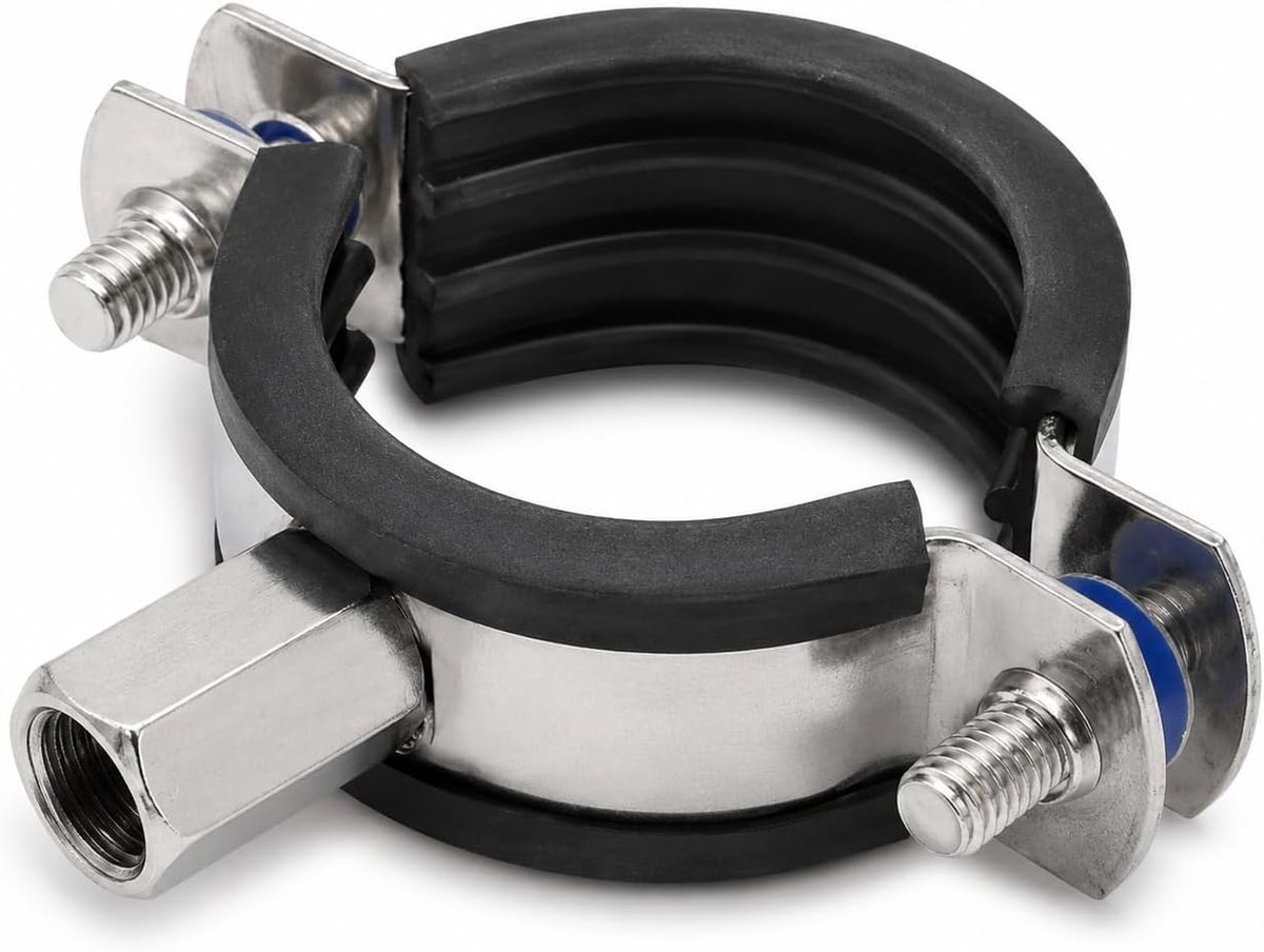 roestvrij staal, 32-35 mm (voor 1 inch buis), M8/M10, met rubberen inzet, buisklem voor verwarming, sanitair, waterbuizen, ventilatie (32-35 mm x M8/M10, 1 stuks)