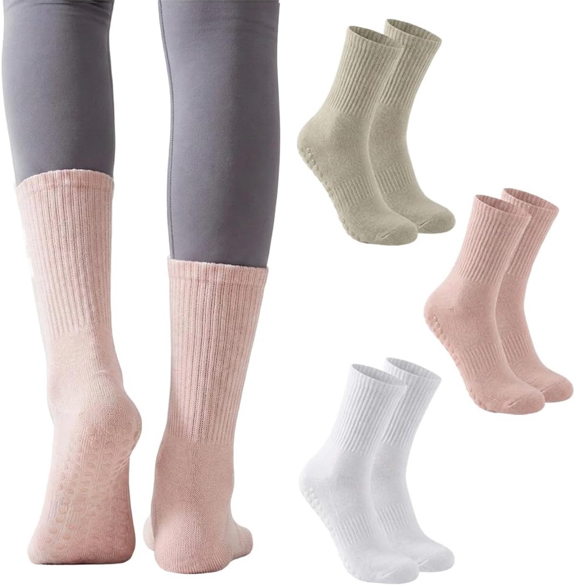 Sokken voor dames, yoga, pilates, 3 paar, 36-40, sportmaat, antislip, voor zwangere vrouwen, fitness, fitnessstudio, ziekenhuis, hardlopen, wandelen