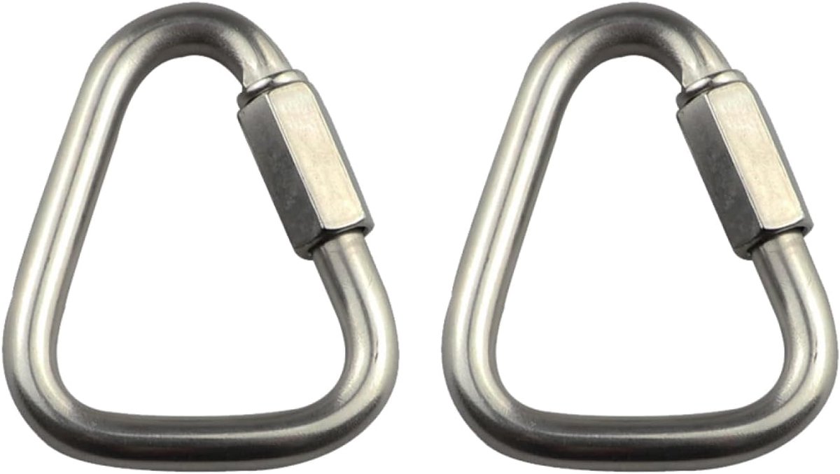 karabijnhaak, 2 stuks, driehoekige karabijnsluiting, snelsluiting, zwaar belastbaar, voor kamperen, wandelen, reizen, vissen, rugzak