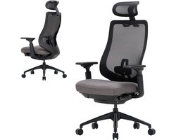COLAMY Bureaustoel – Ergonomische Bureaustoel met 4D-armleuningen – voor-achter verstelbare zitting – Grijs