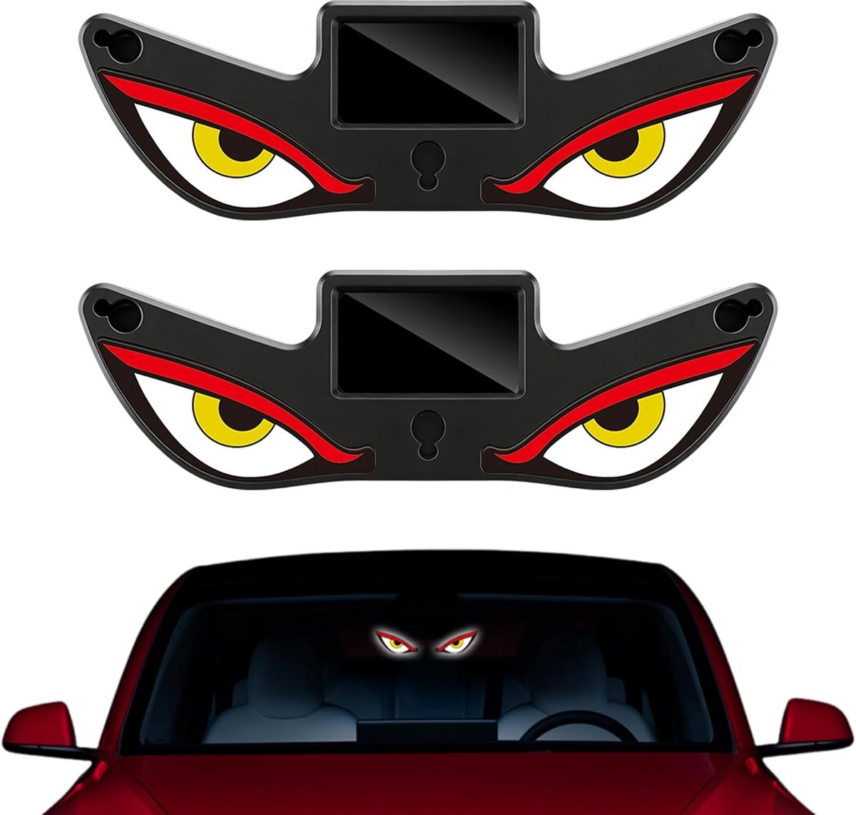 Eye Led-raamverlichting op zonne-energie, 2 stuks, dynamisch led-ooglicht voor voorruit, geactiveerde knipper- en ademmodi, ooglamp voor SUV's, vrachtwagens, bestelwagens